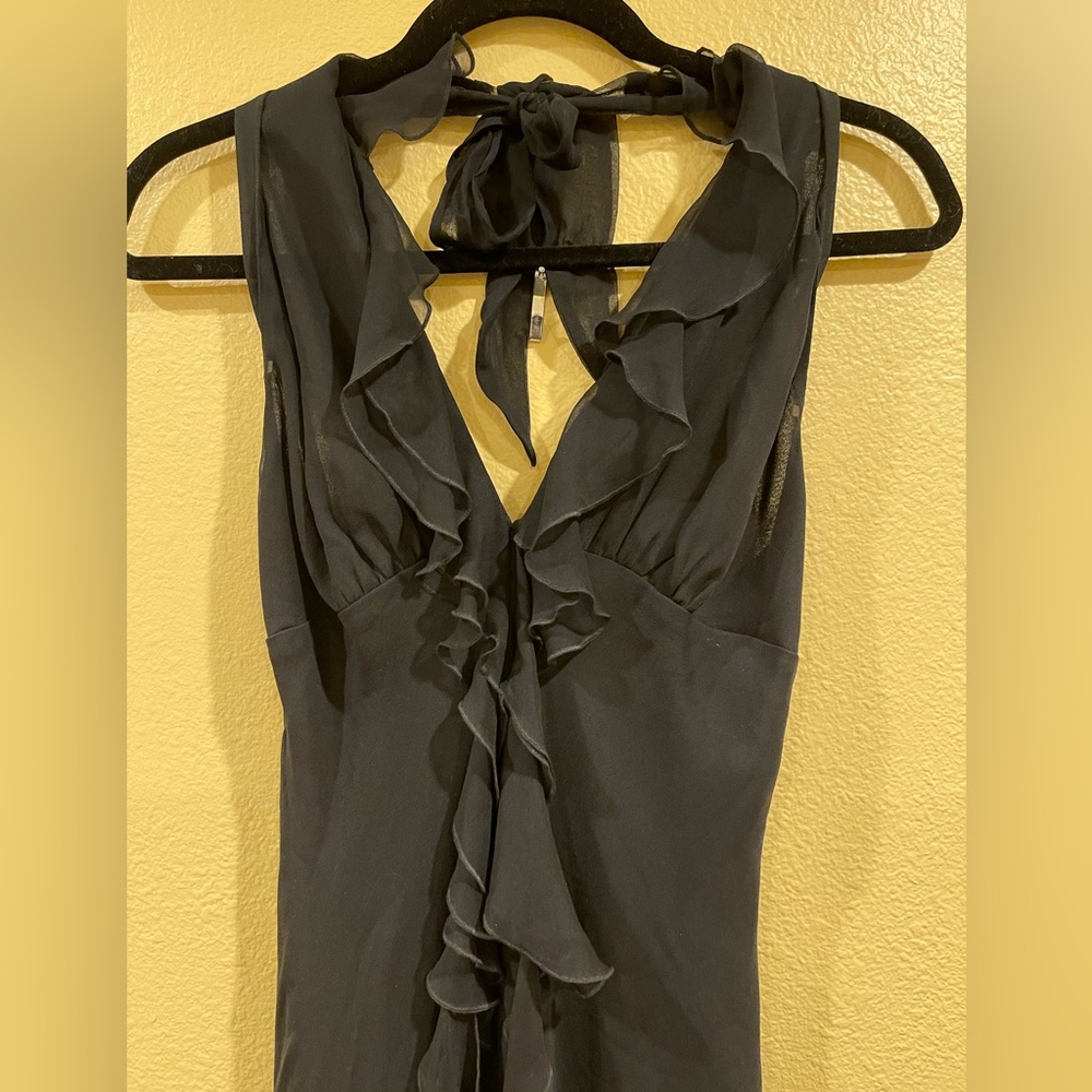 Sheer 100% silk black Dina Bar-El evening dress.
